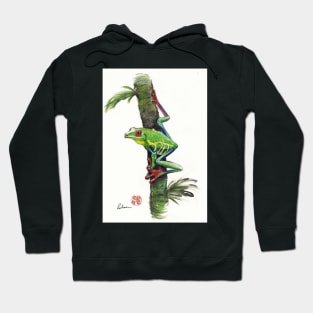 RED-EYED TREE FROG - watercolor painting Hoodie